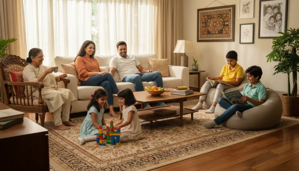 Indian family relaxing together in livin... 1