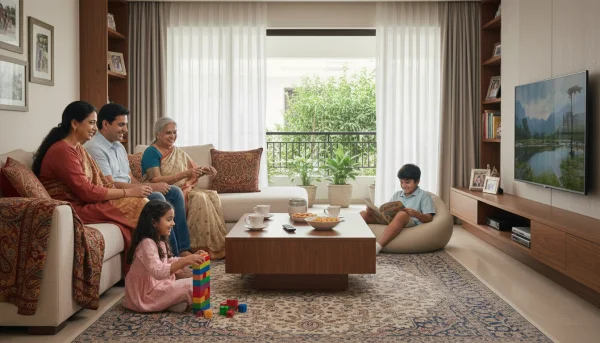 Indian family relaxing together in livin... 1