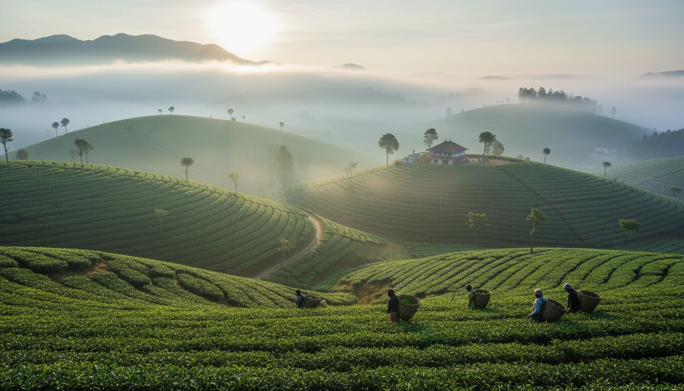 Munnar tea plantations rolling green hil... 1