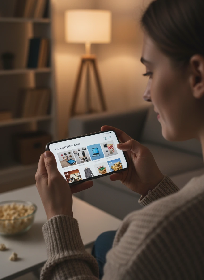 Person browsing products on smartphone 1