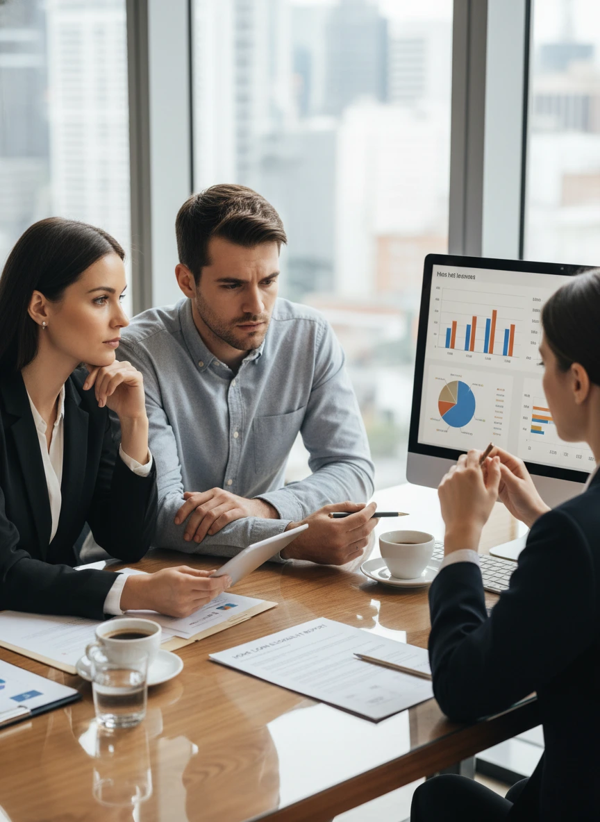 Couple discussing home loan eligibility 1