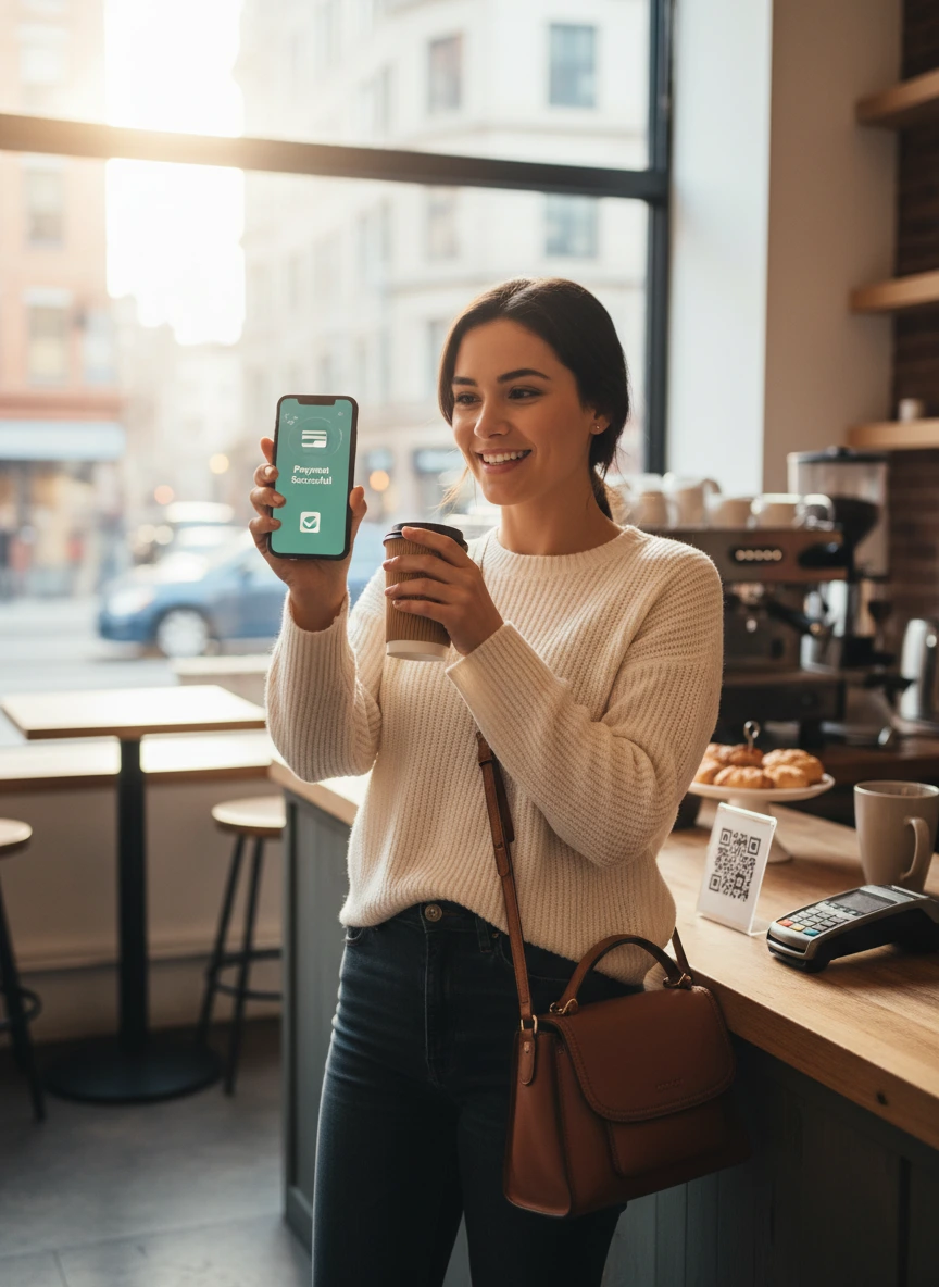 Woman making digital payment via smartph... 1