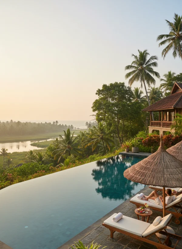 Kerala luxury resort infinity pool tropi... 1