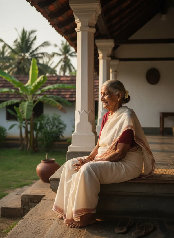 An elderly Kerala woman sitting on the v... 1