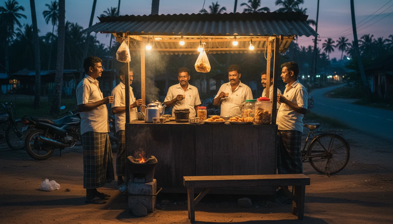 small roadside tea stall in Kerala at du... 1