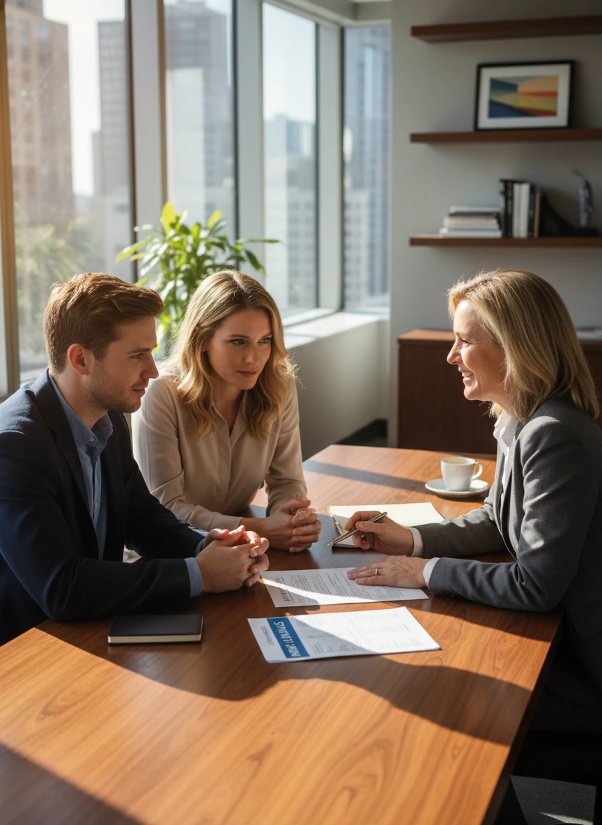 A couple meeting a bank advisor to discu... 1