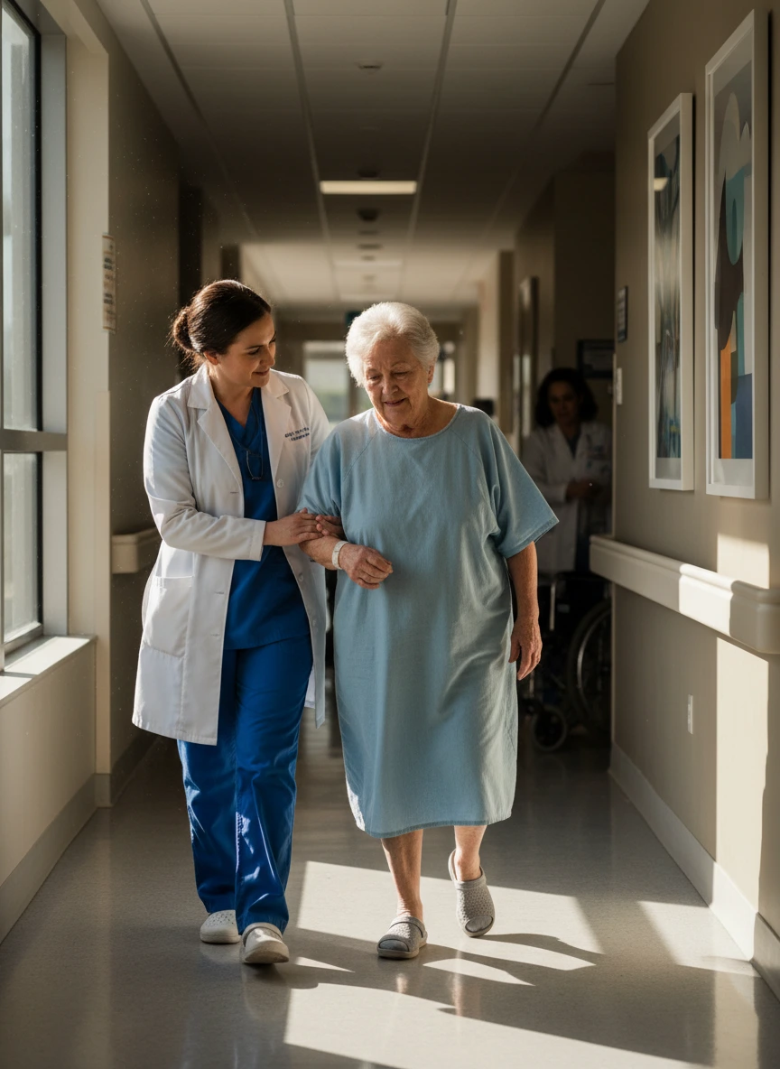 A nurse assisting an elderly patient in... 1