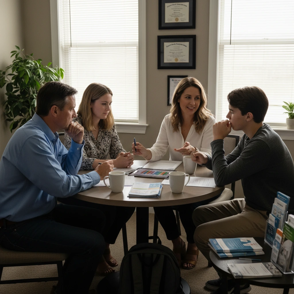 family discussing health insurance cover... 1