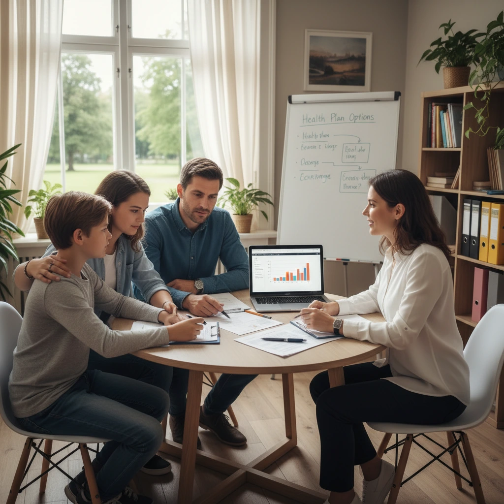 family discussing health insurance cover... 1