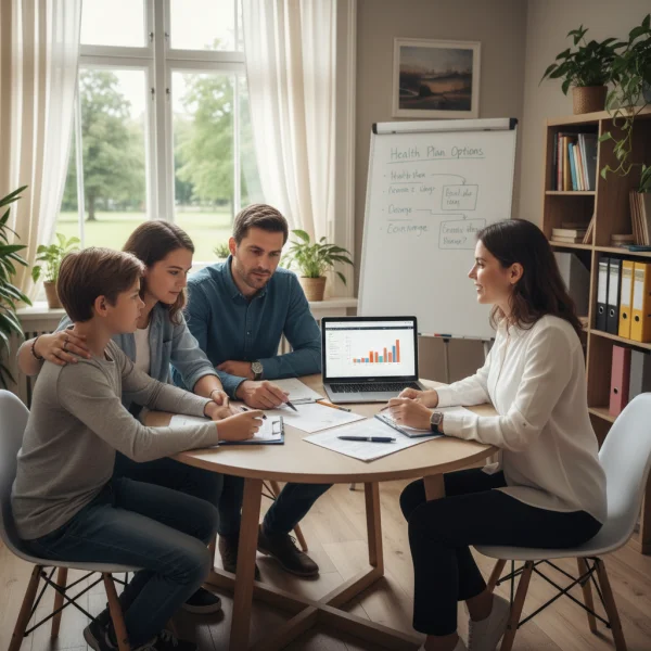 family discussing health insurance cover... 1