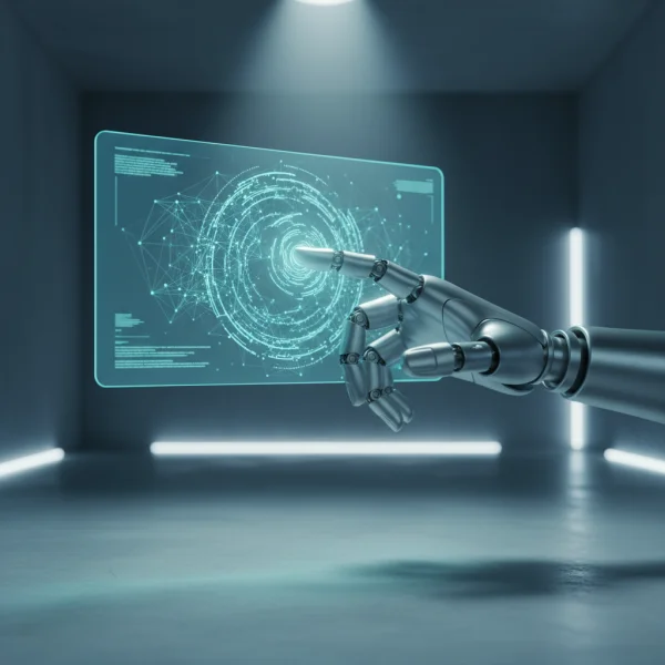 A 3D robotic hand interacting with holog... 1