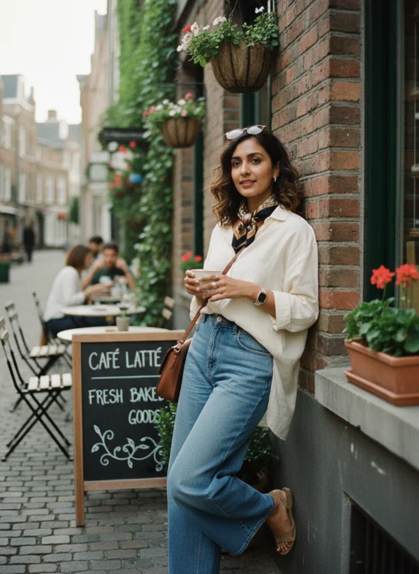 A young Indian woman posing casually nea... 1