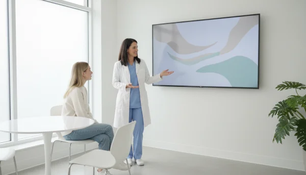 A confident dermatologist consulting a y... 1