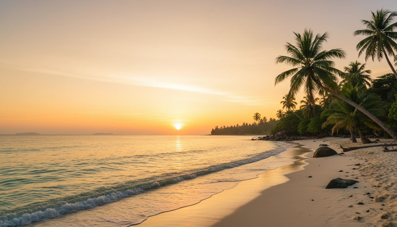 stunning tropical beach at sunrise with... 1