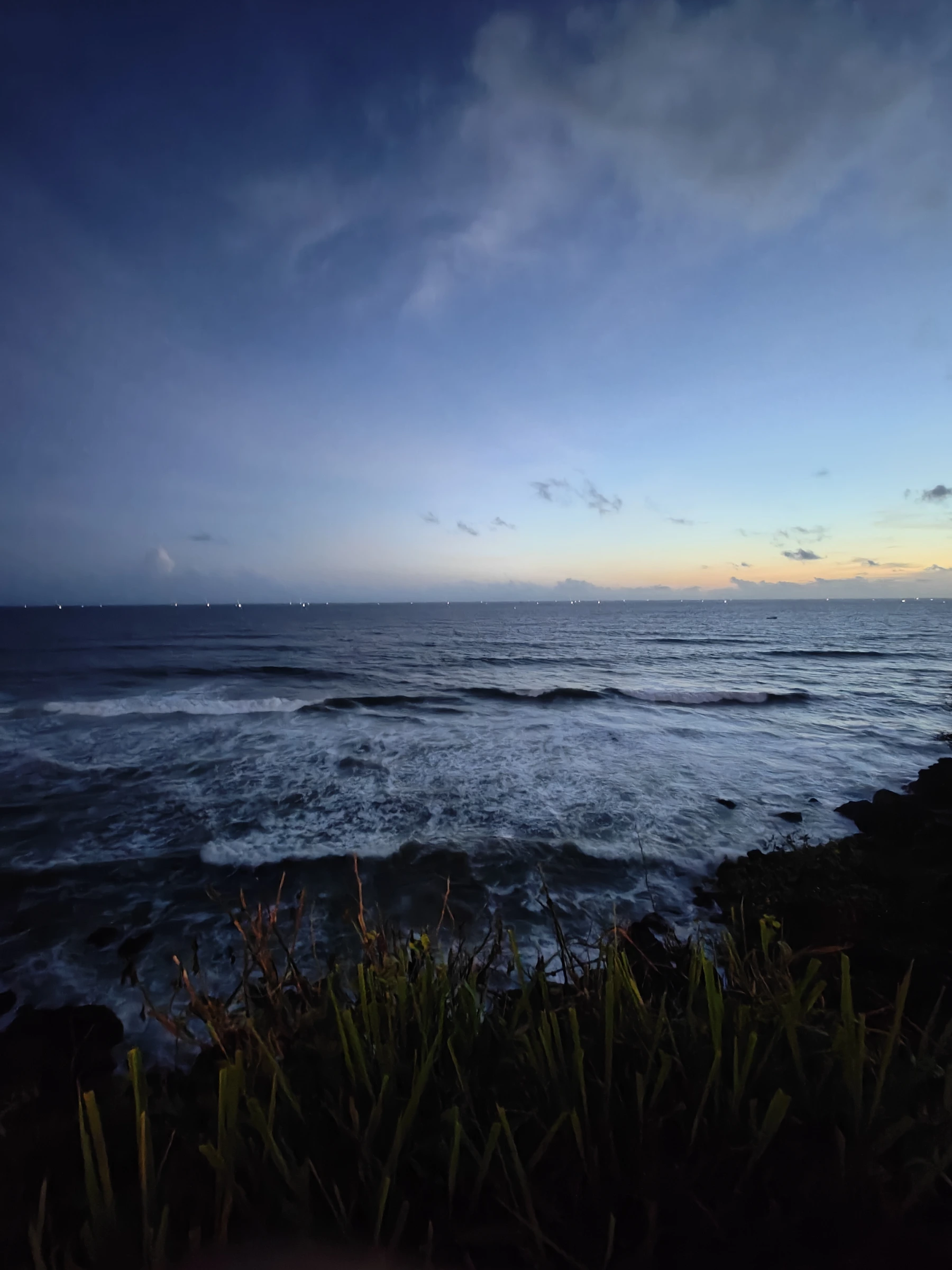 Deep Blue Ocean at Twilight from Cliffside