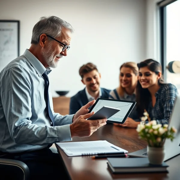 Financial Advisor Explaining Investment Chart to Young Couple