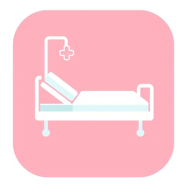 Simple icon of a hospital bed, minimal vector style