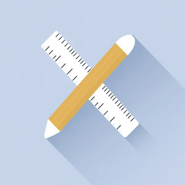 Vector icon of a pencil and ruler crossed, flat minimal design