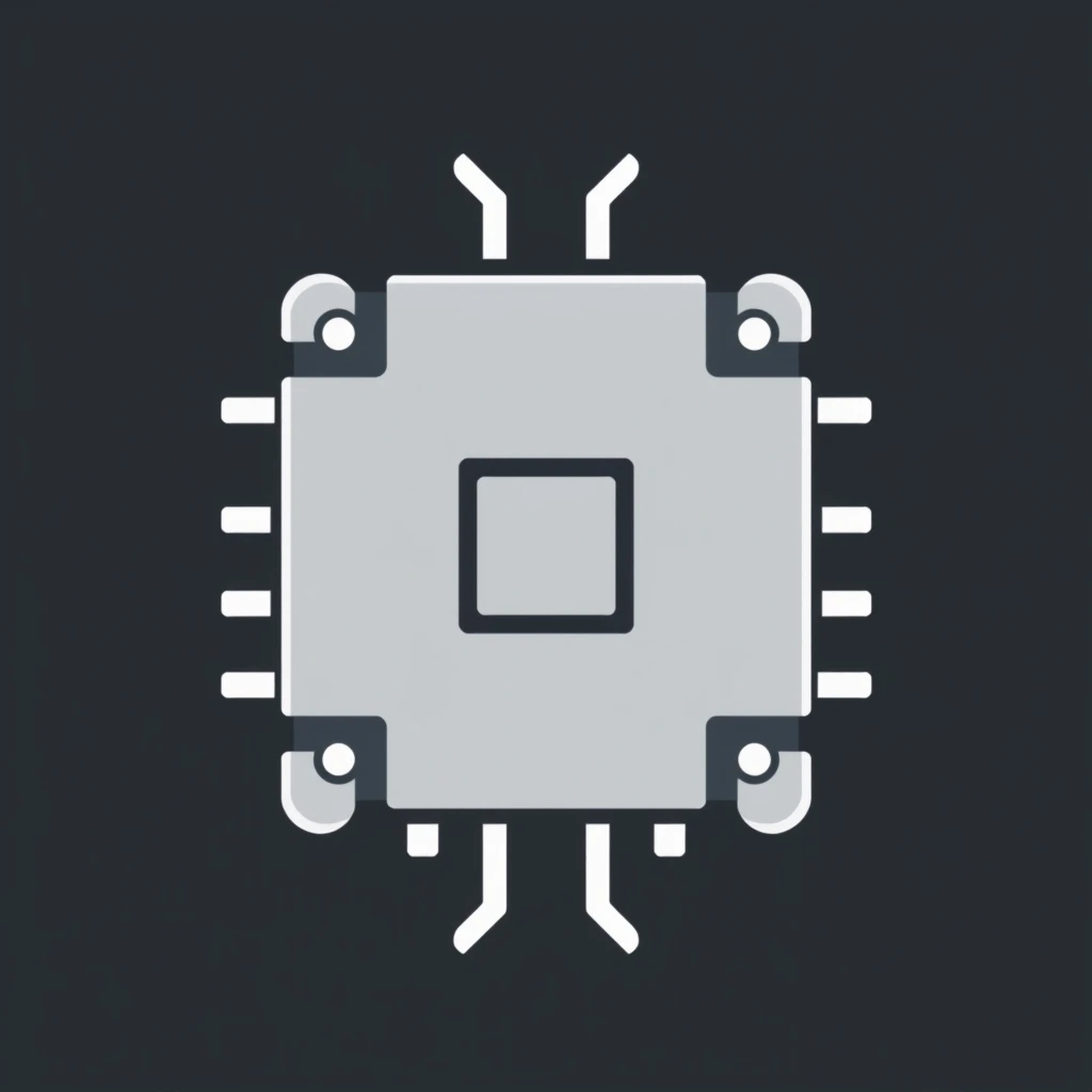 Simple icon of a computer chip/processor, clean line-art design