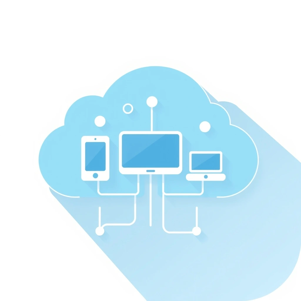 Vector icon of a cloud with connected devices, flat modern style