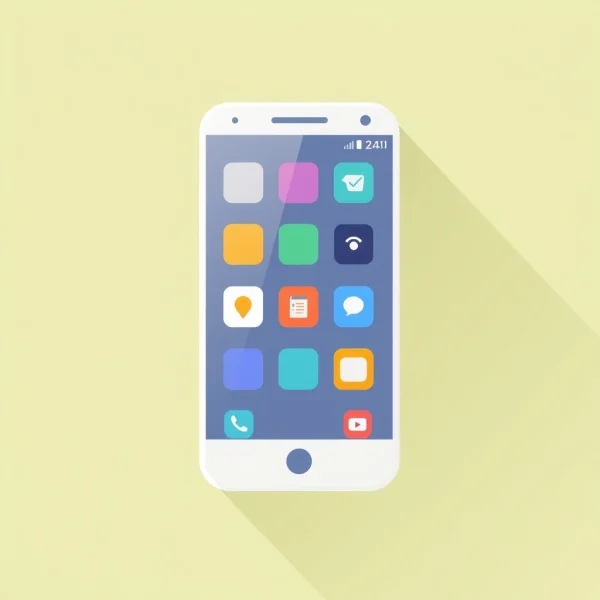 Icon of a smartphone with app grid, minimal flat illustration