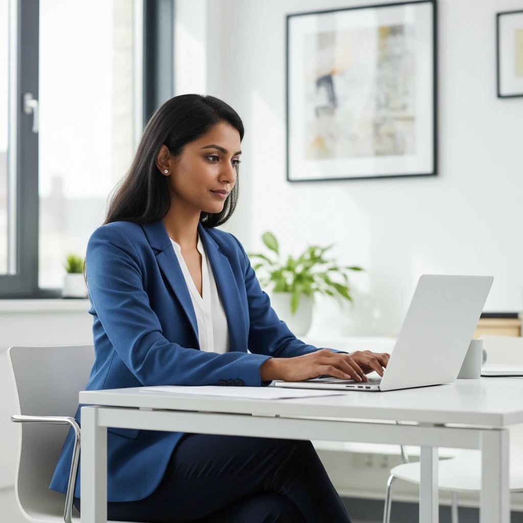 Confident Indian businesswoman working o... 1