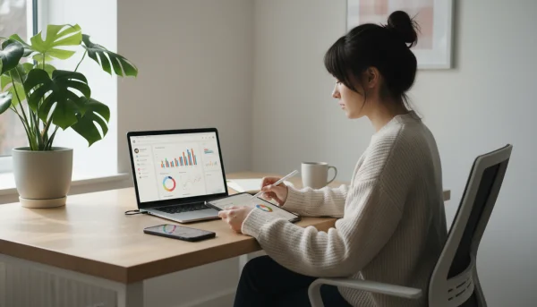 Content creator working on social media... 1