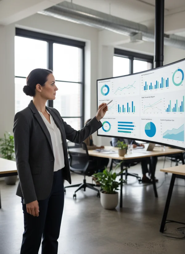 Business analyst reviewing data analytic... 1